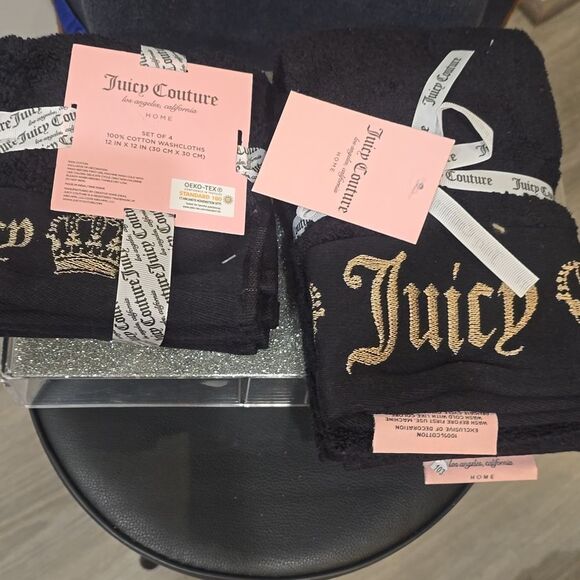 Juicy Couture Home Signature Crown Logo Hand & Wash Towel Set - Picture 7 of 8